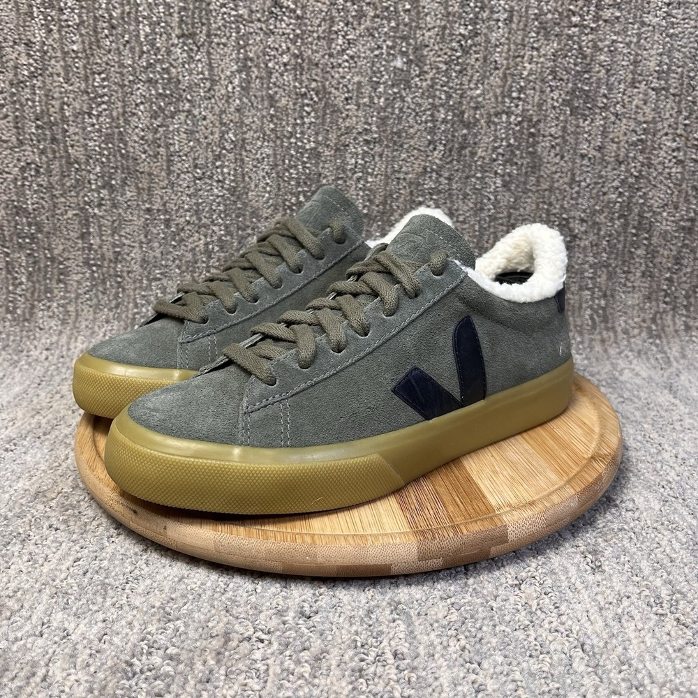 Veja Campo Women Size 7 Olive Suede Leather Shearling Lined Sneakers Winter Shoe